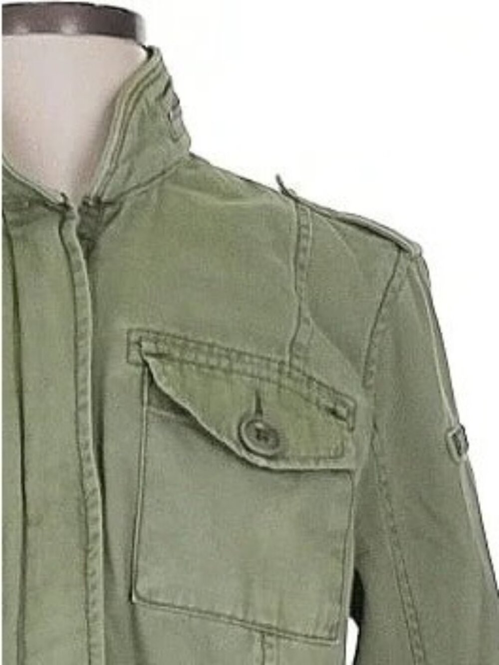Abercrombie Green Floral Embroidered Utility Jacket | Military Boho Indie Sleaze - Picture 9 of 14